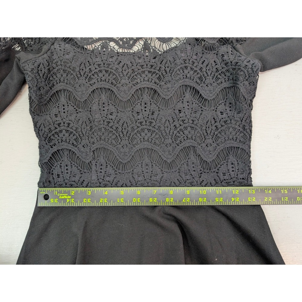 Lilly Pulitzer Black Lace Crochet Long Sleeve Dress Women's M Bodice‎ Fit Flare - Picture 7 of 14